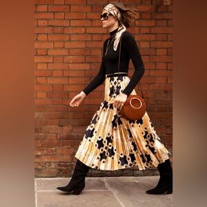 Richard Allan x H&M Long Pleated Silky Scarf Print Midi Skirt XS Limited Edition